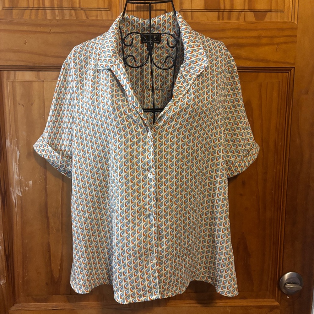 Geometric Patterned Button Down Shirt